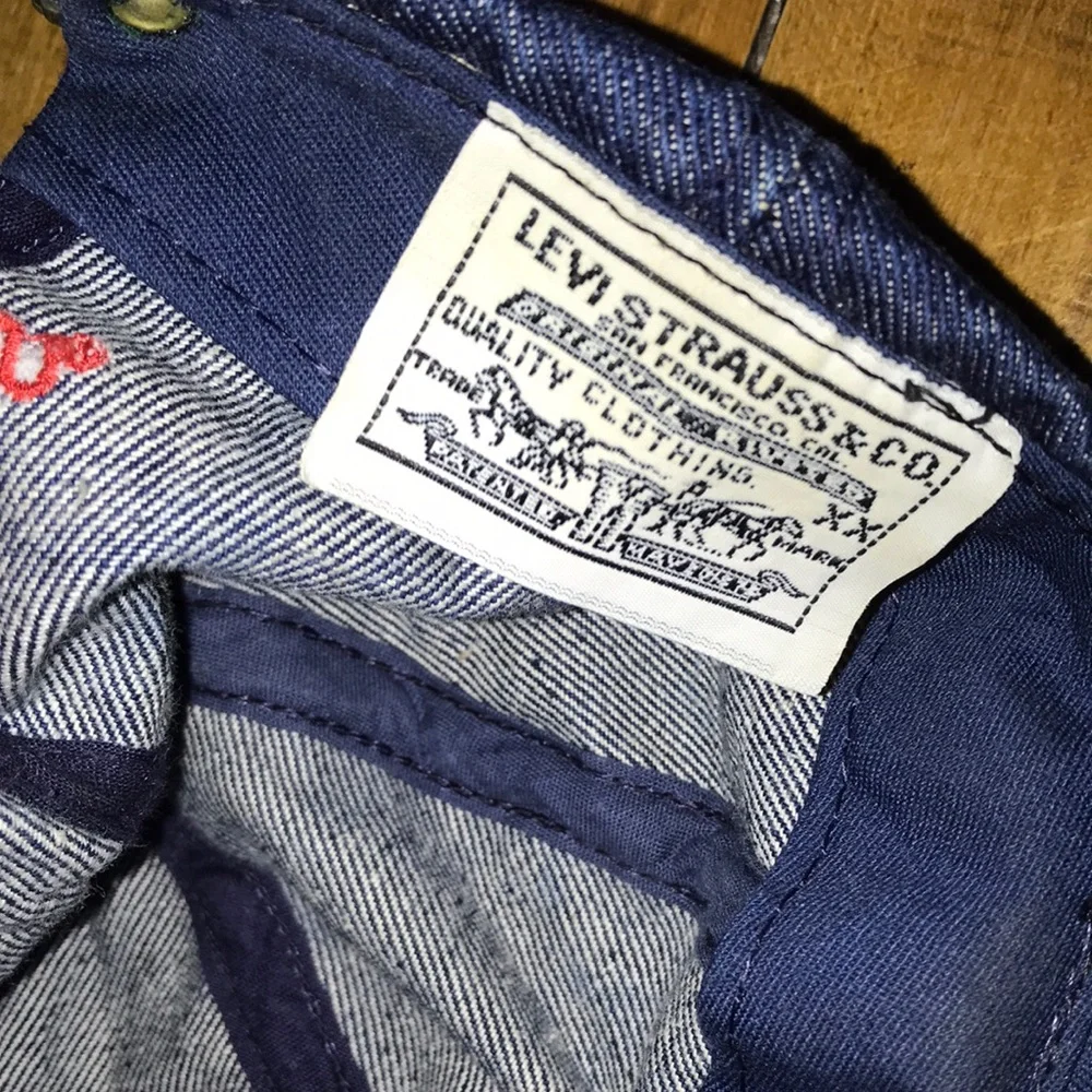 Levi's Blue Denim Cap with Red & Gold Embroidery